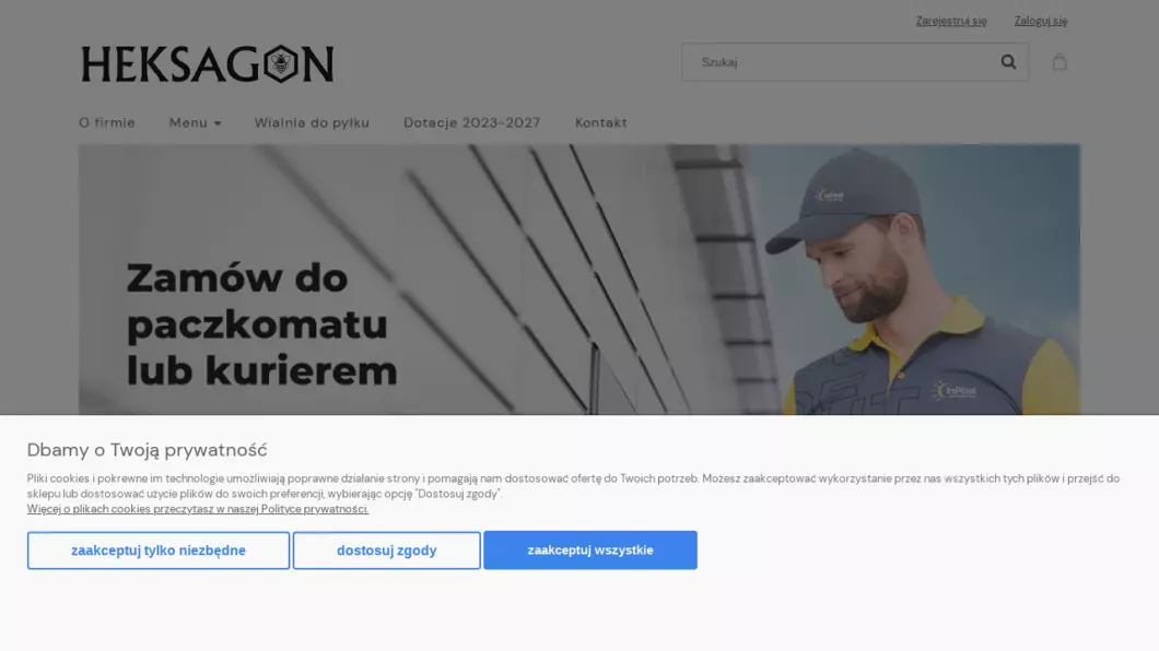 Zrzut ekranu strony Sprzęt pszczelarski | Internetowy sklep pszczelarski Heksagon