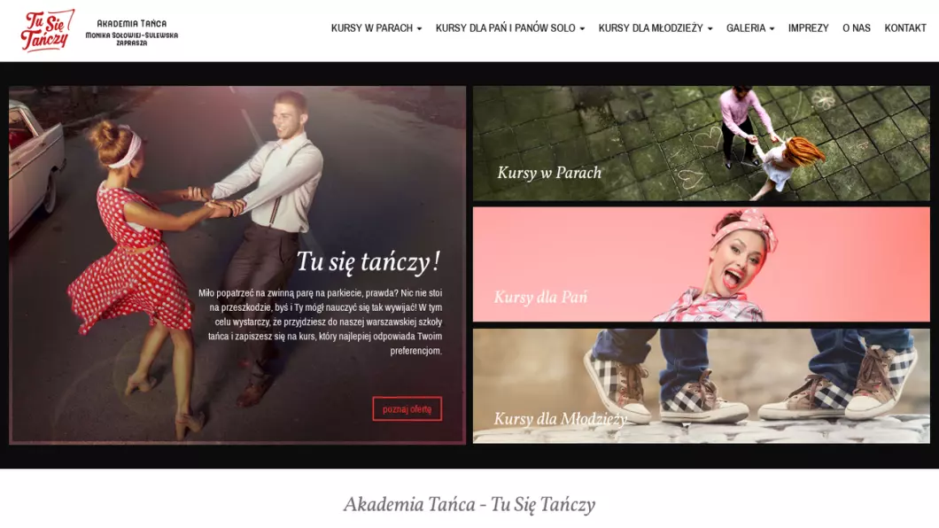 Zrzut ekranu strony Szkoła tańca Warszawa - akademia tańca | Tu Się Tańczy