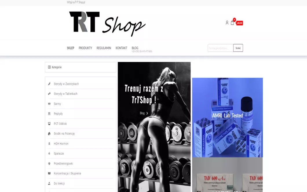 Zrzut ekranu strony TRT Shop