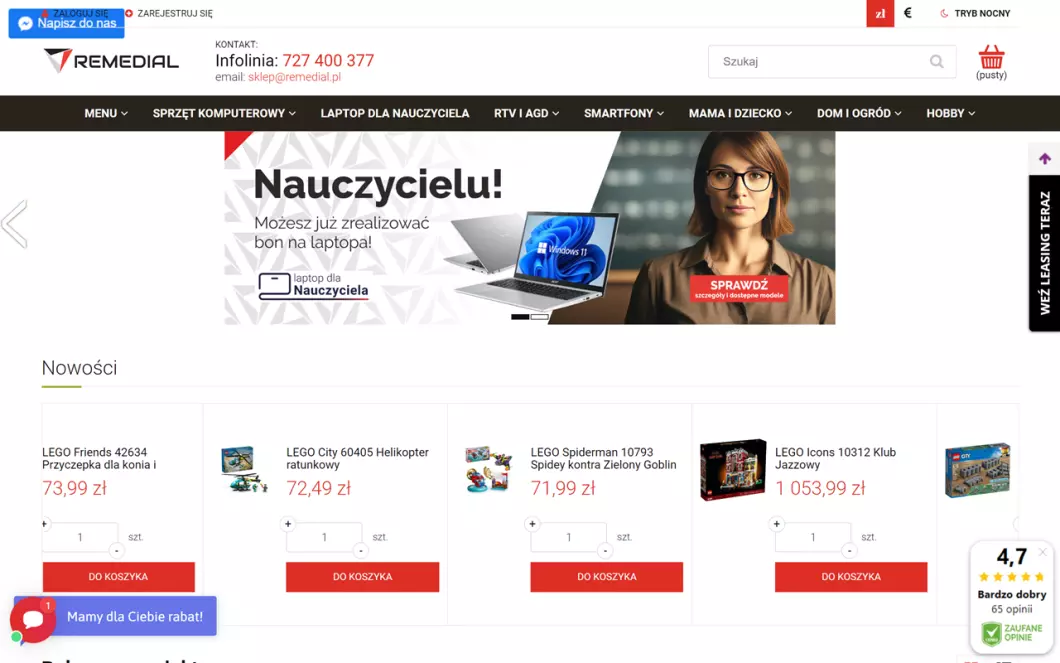 Zrzut ekranu strony Remedal