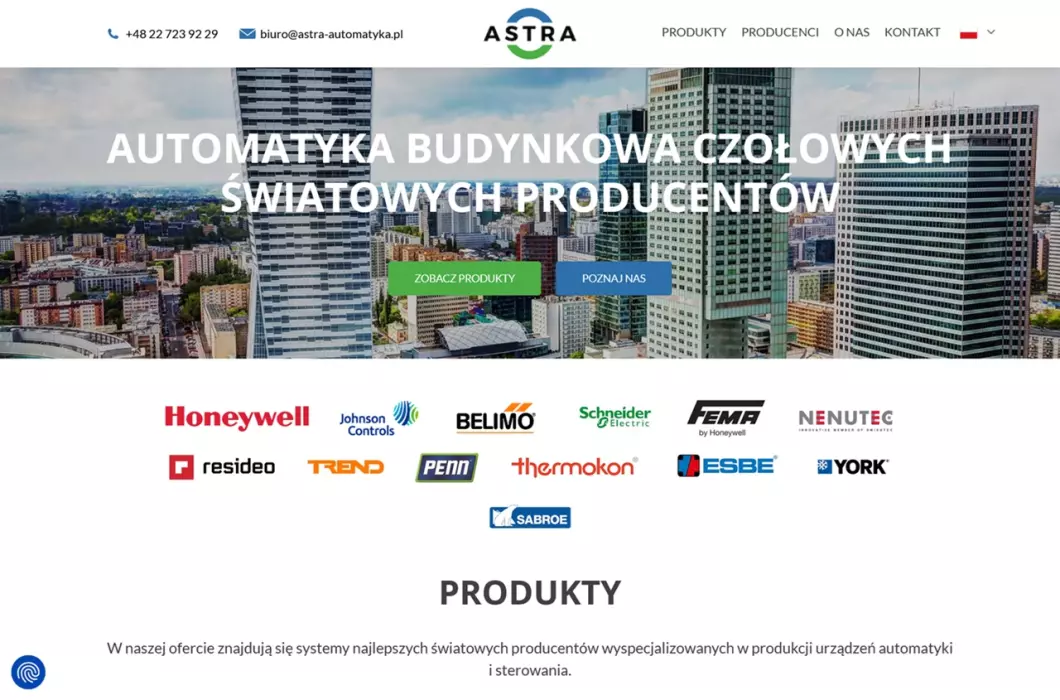 Zrzut ekranu strony Automatyka budynkowa - Astra