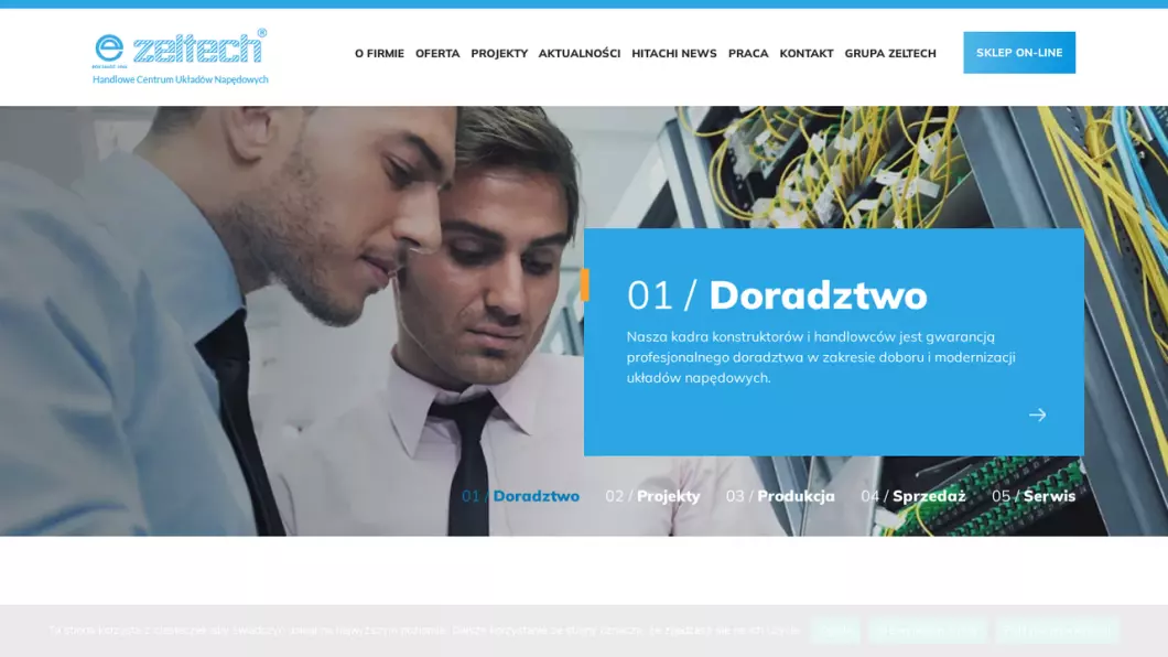 Zrzut ekranu strony ZELTECH - Elektryczne układy napędowe
