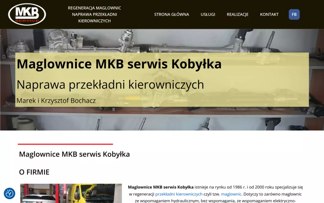 Zrzut ekranu strony MKB Service - Regeneracja maglownic