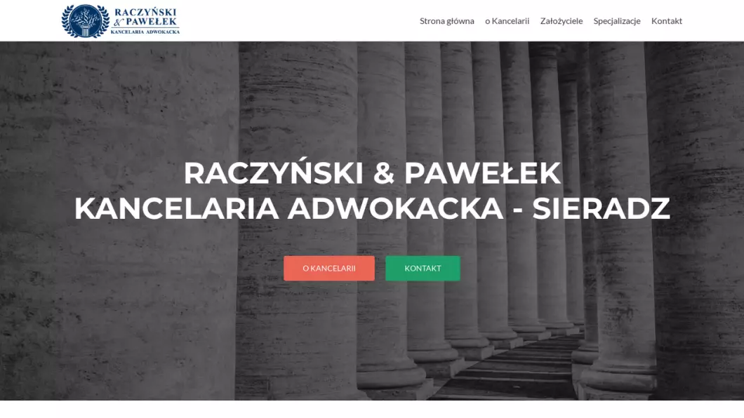 Zrzut ekranu strony Raczyński & Pawełek Kancelaria Adwokacka Sieradz