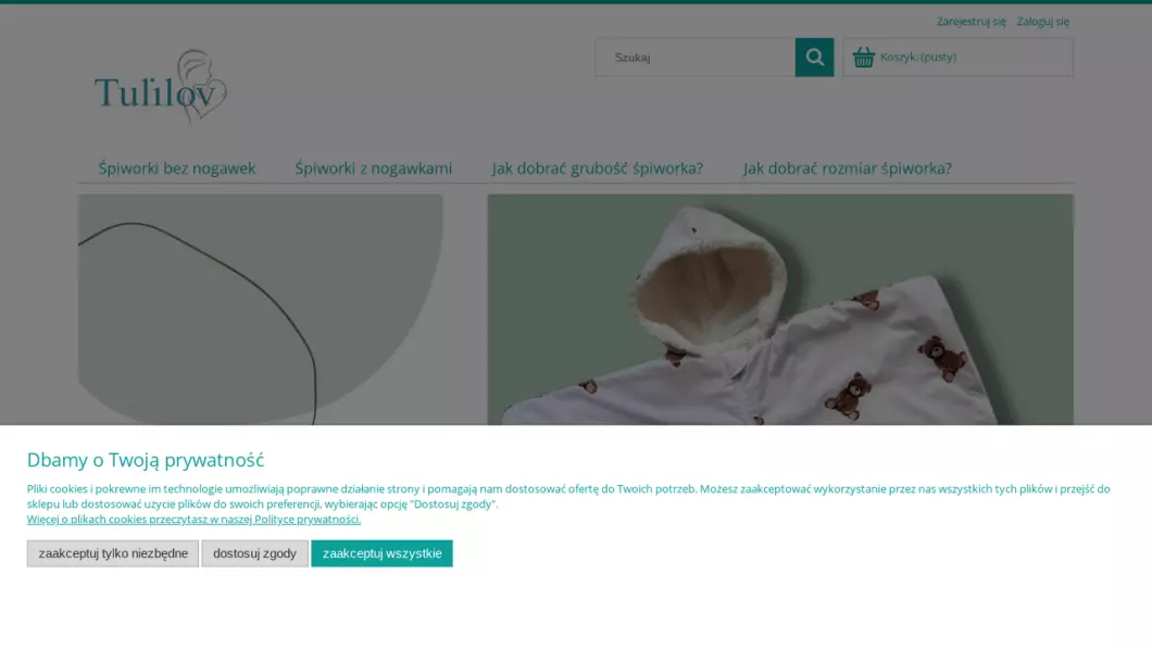 Zrzut ekranu strony Śpiworki dla dzieci | Sklep internetowy Tulilov