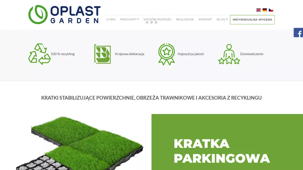 Zrzut ekranu strony Oplast Garden