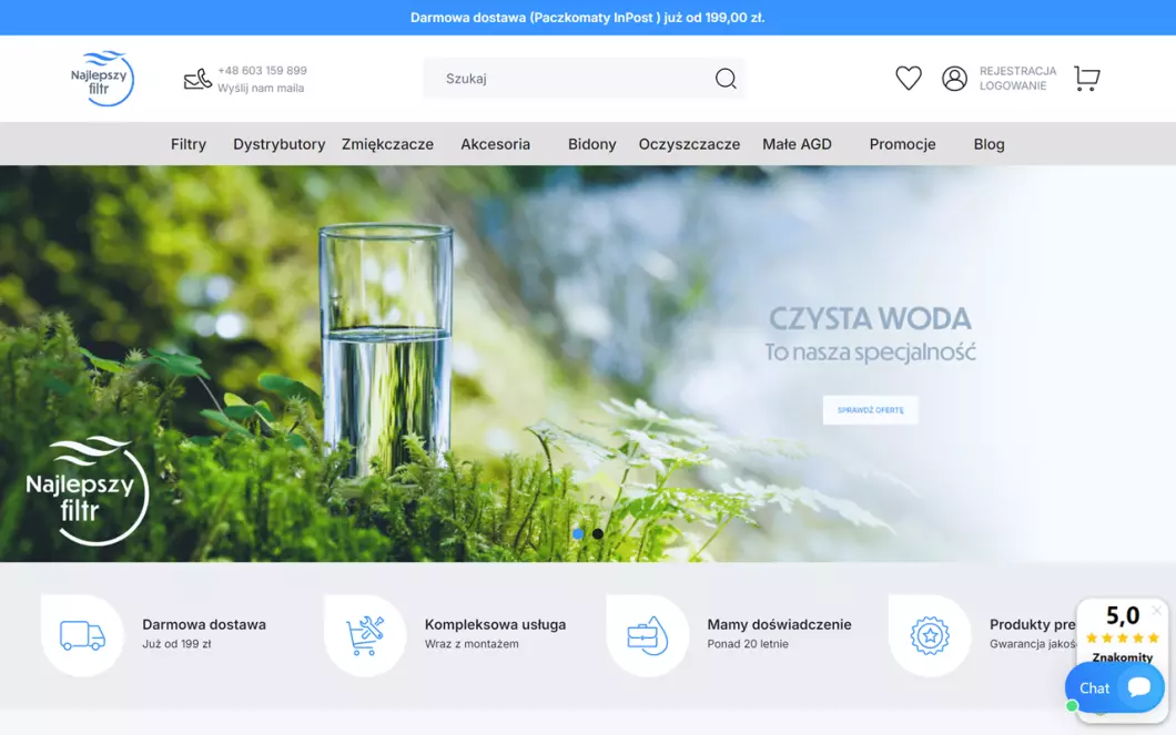 Zrzut ekranu strony NajlepszyFiltr.pl