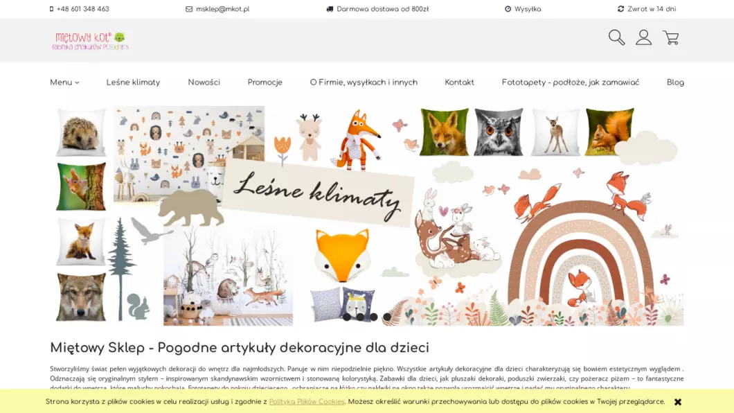 Zrzut ekranu strony Miętowy Kot - Usługi Graficzne