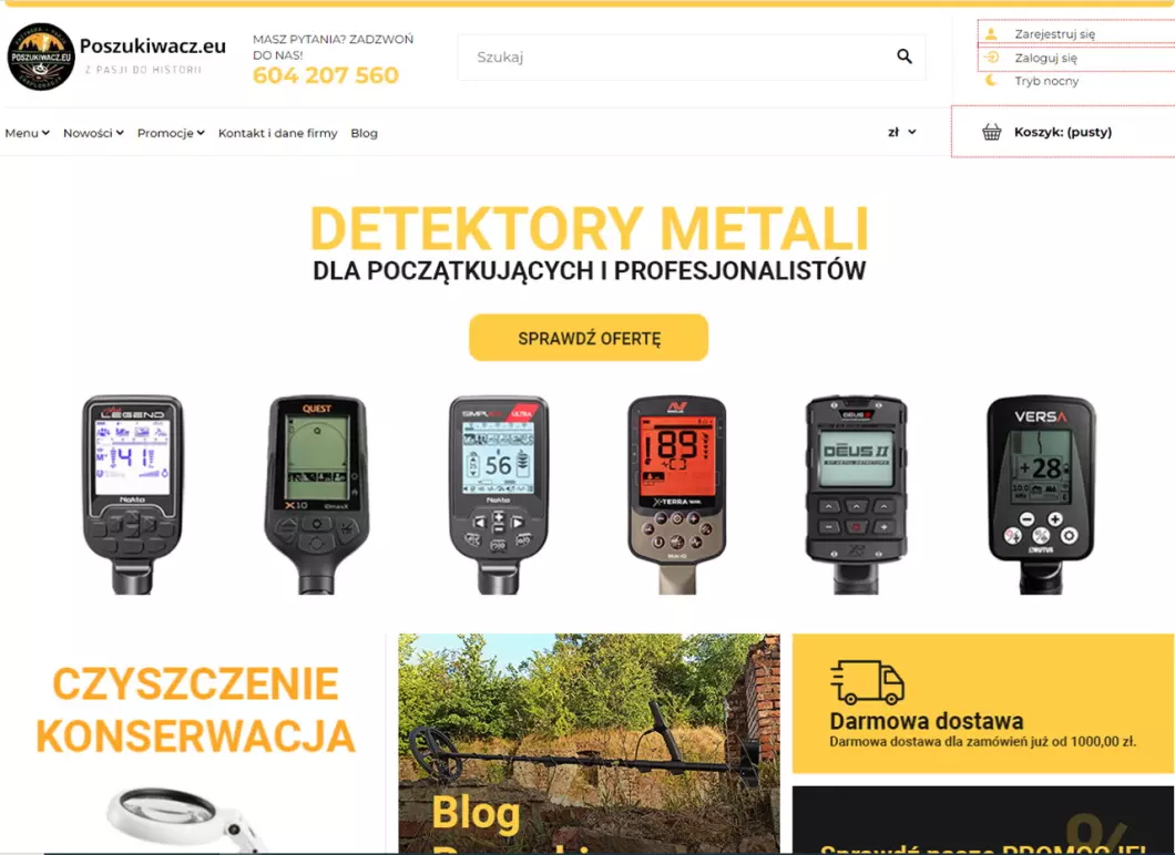 Zrzut ekranu strony Poszukiwacz.eu