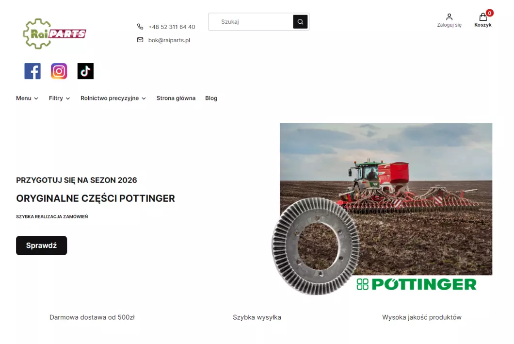 Zrzut ekranu strony Raiparts