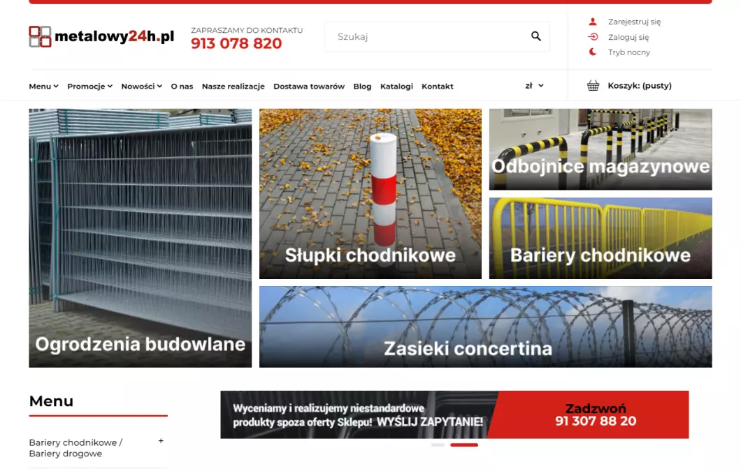 Zrzut ekranu strony Sklep Metalowy24h